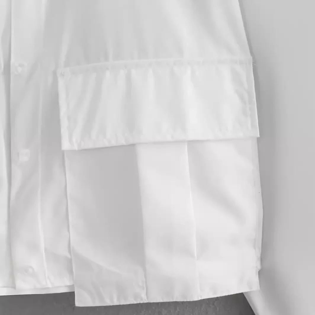 ZAWomens Summer Arrival FourColor Pocket Decorated Cropped Long Sleeve Shirt Trendy Knitted Fabric CrossBorder Trade 250312