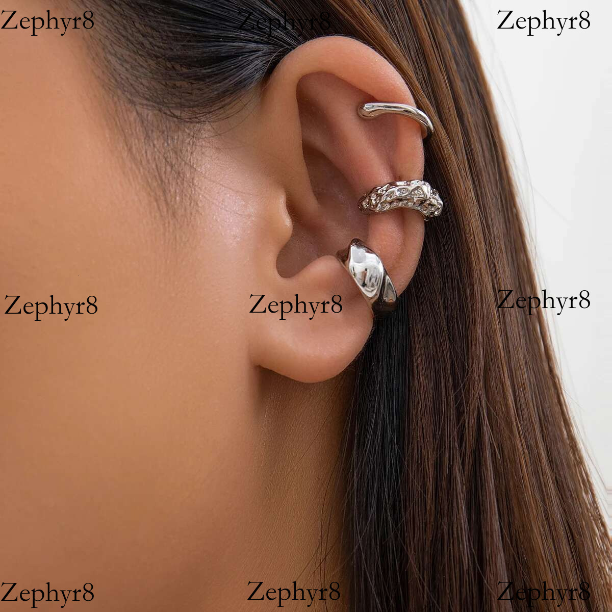 2025 New model 3Pcs/set Metal Chunky No Piercing Clip Geometric Ear Cuff Earrings for Women Ladies Party Girls Y2K Jewelry 2024 Trendy