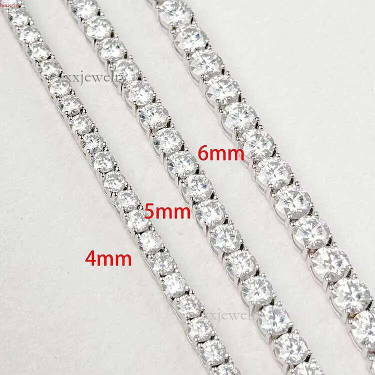 Wholesale Cuban Gold plated Sterg Sier 4 mm diameter jewelry white Moissanite tennis chain necklaces for men and women