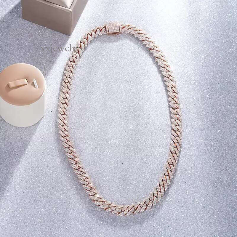 Hip Hop Custom Jewelry VVS Moissanite Sterg Sliver Dia Iced Out Cuban k Chain Necklace Bracelet