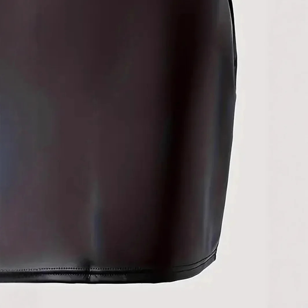 Black HighWaisted Tight PU Leather Mini Skirt Womens Elegant Bodycon Style CrossBorder Trade Ecommerce Product Wholesale 250312