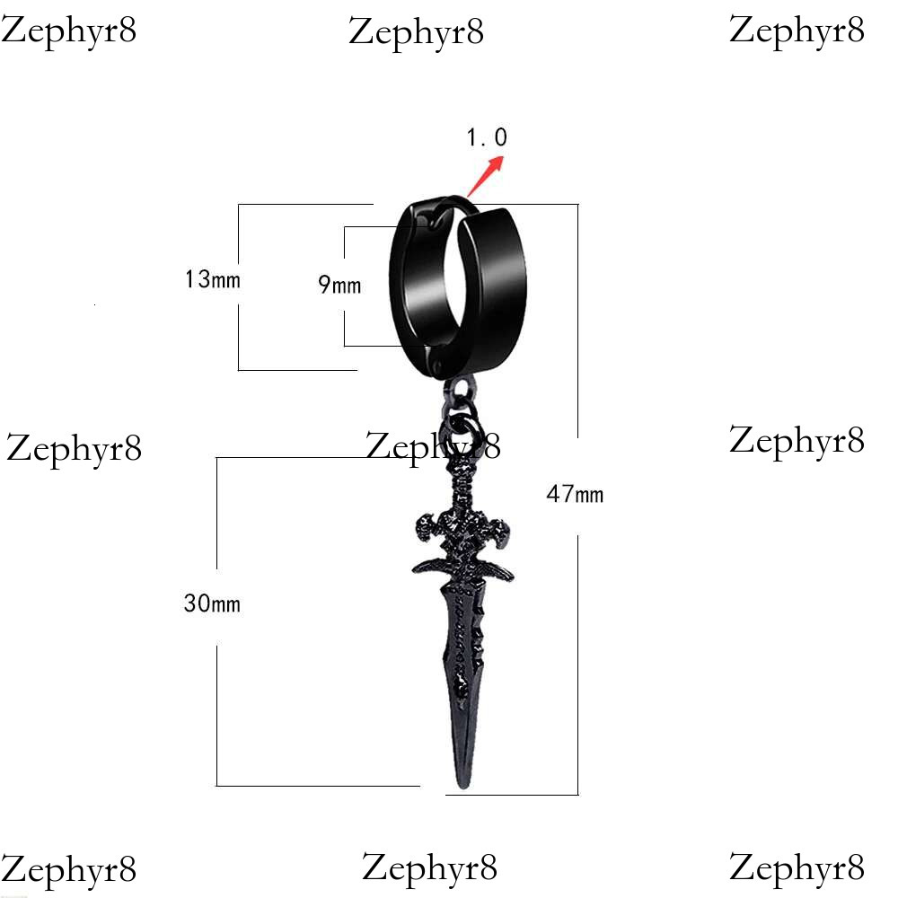 2025 New model 2pcs Stainless Steel Dragon Coil Sword Pendant Drop Hoop Earrings Unique Punk Hip Hop Style for Men Women Daily Wear Jewelry