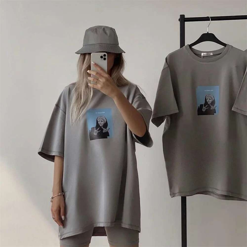2025 New Women's Loose Designer Fashion Casual Pattern T-shirt Cotton O-neck Short Sleeve T-shirt Women's High Street Top5