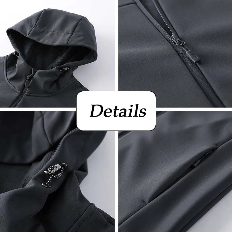 Mens Fleece Hiking Jacket Autumn Winter Waterproof Hooded Women Wear-Resistant Fabric Outdoor Fishing Sports Jacket Couple Coat 250311