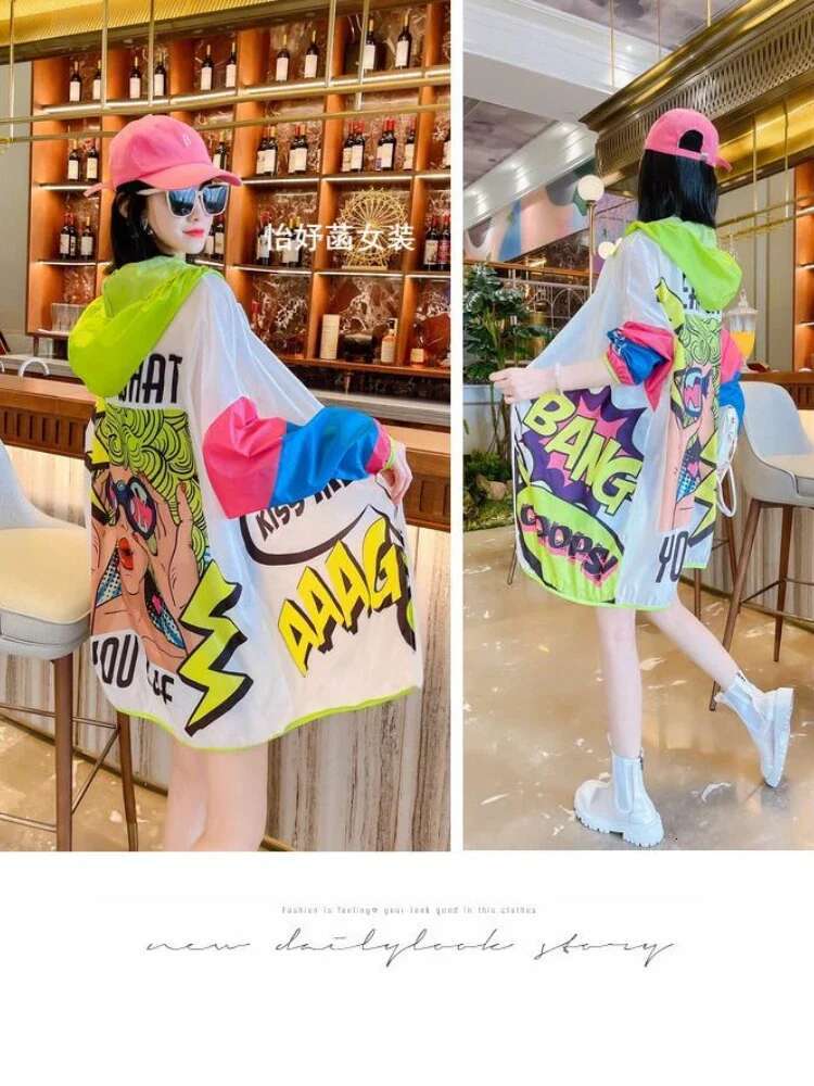 2025 new long sleeved hooded jacket women's zipper streetwear designer fashion sportswear sun protection clothing outdoor thin jacket Korean fash