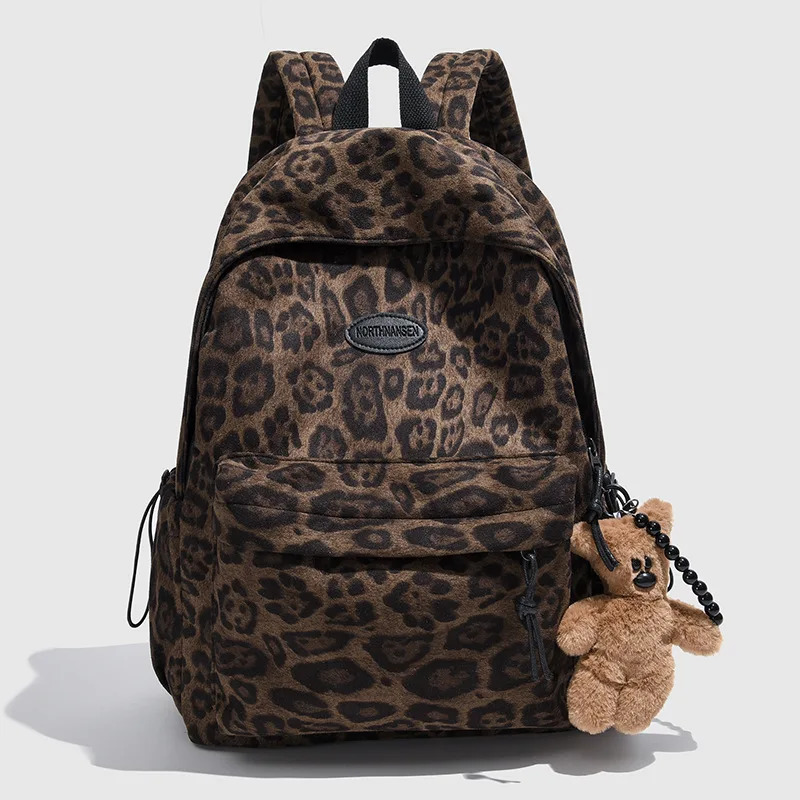 Fashion Leopard Printed Backpack Womens Fashion Leisure Travel Backpack Spicy Girl Style School Bag Ins Niche 250313