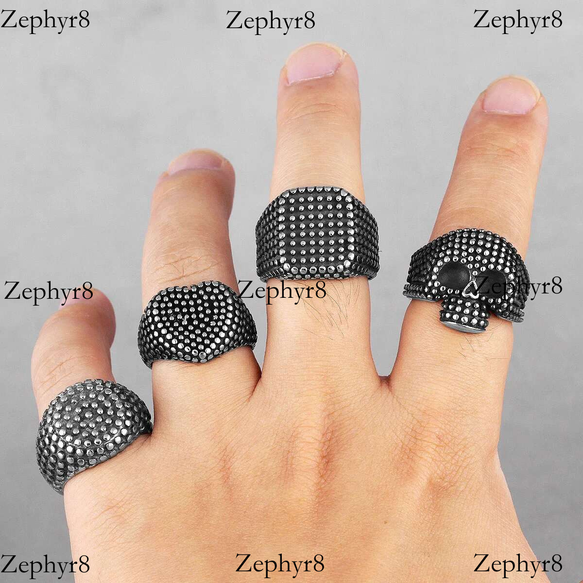 2025 New model Retro Black Spot Geometry Skull Stainless Steel Mens Rings Simple for Male Boyfriend Biker Jewelry Creativity Gift Wholesale
