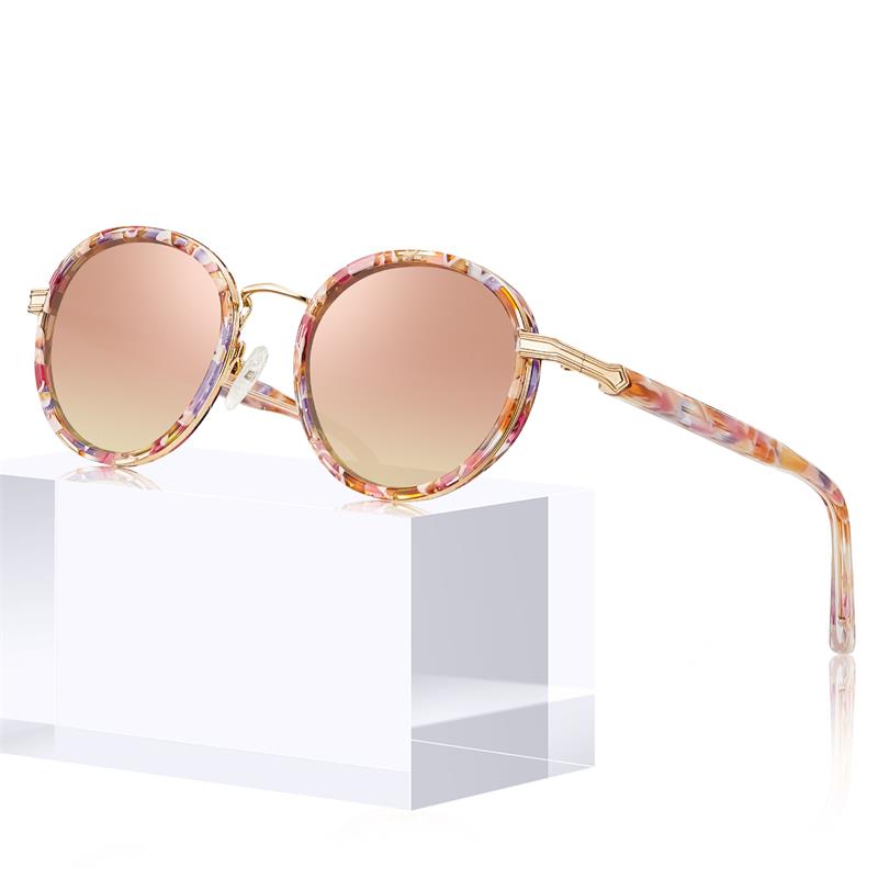 CARFIA Unique Metal Combine Acetate High-End Designer Polarized Womens sun glasses with case