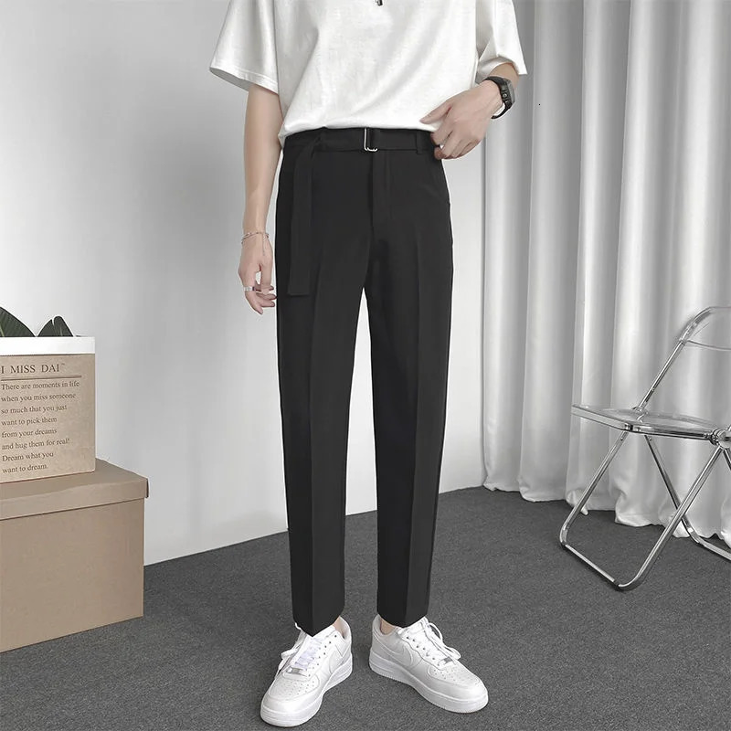 Spring mens suit pants ultra-thin Korean fashion casual classic mens jacket pants simple retro loose solid office pants 250314