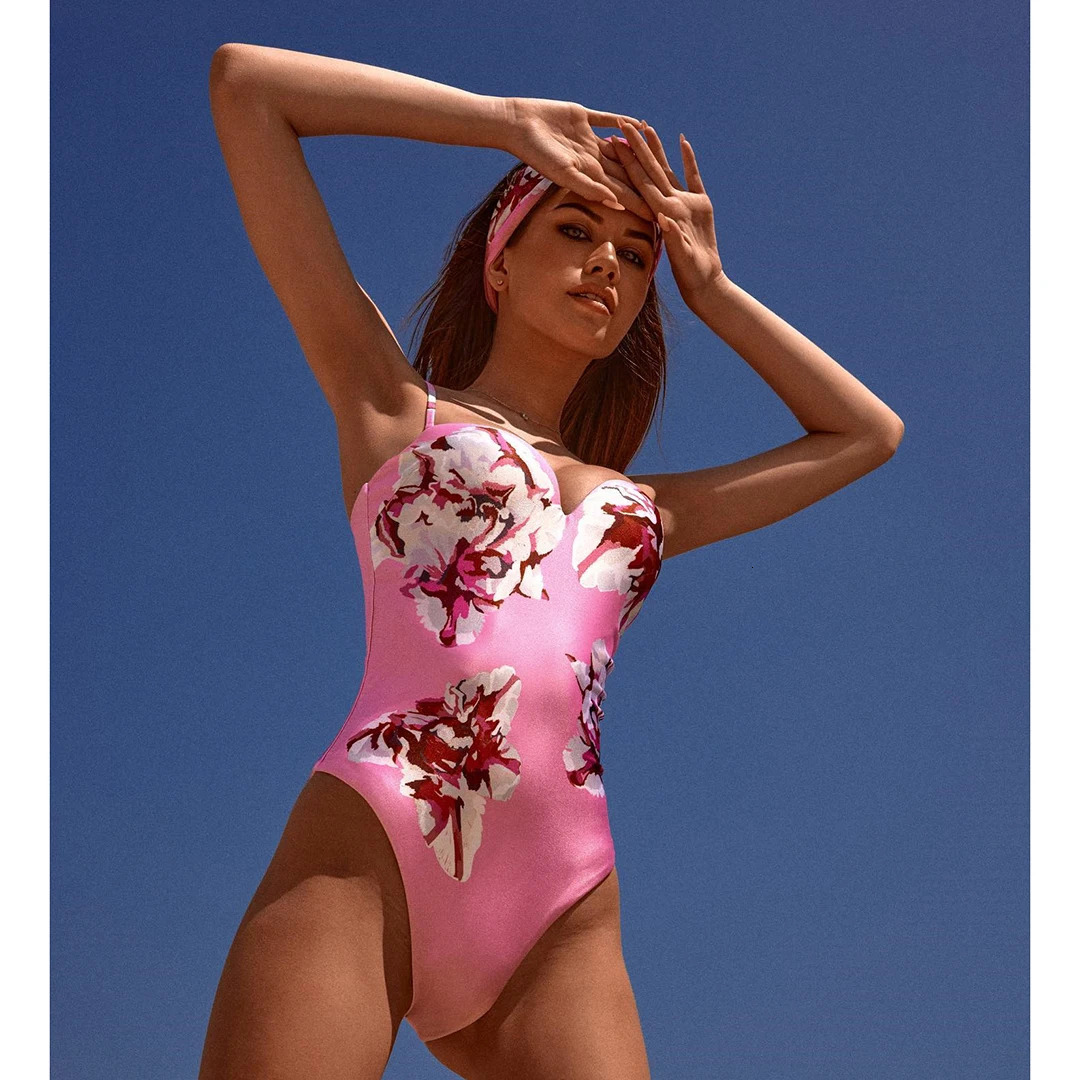 2PC push up womens bikini set floral print bikini shoulder strap swimsuit Brazilian Biquini swimsuit 250314