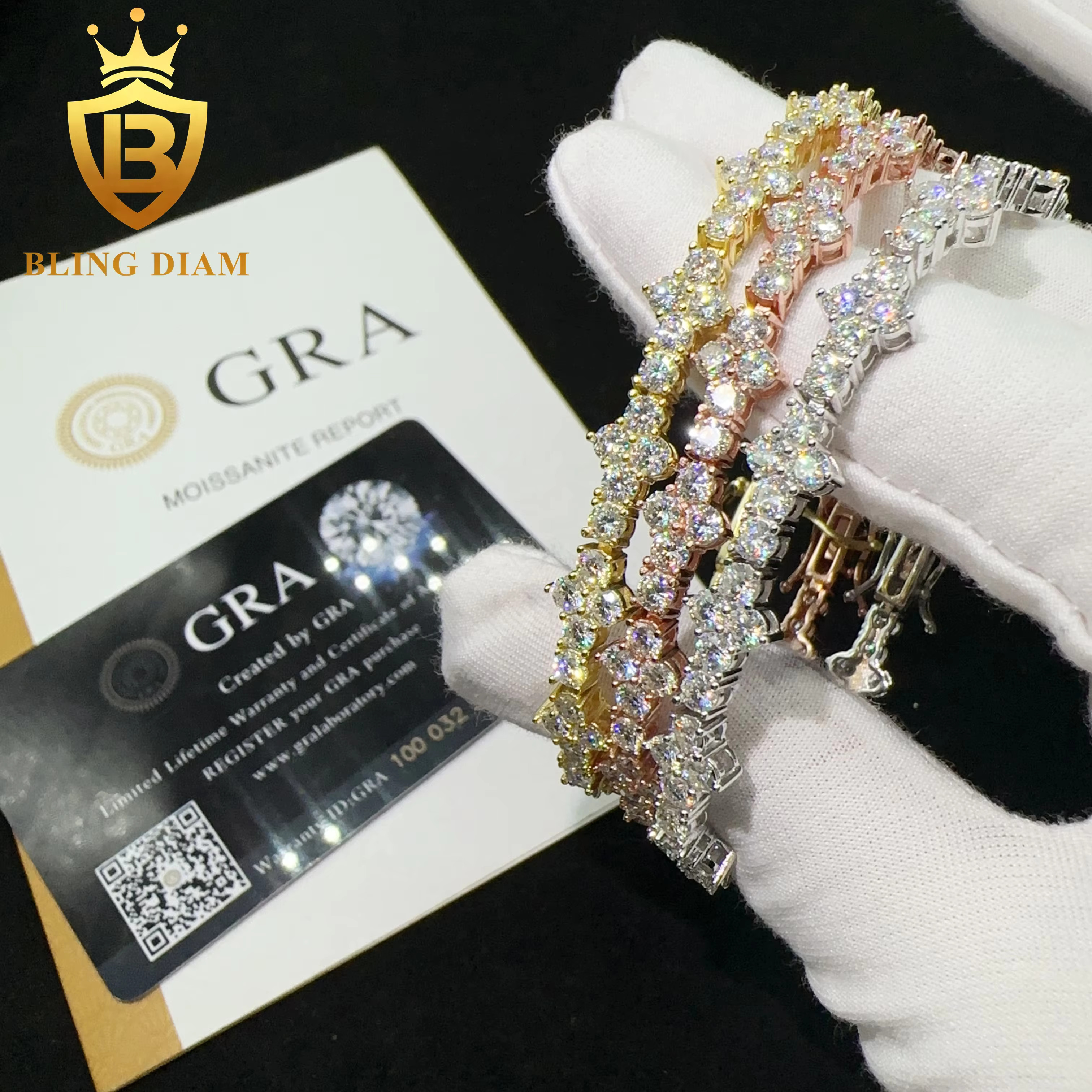 Pass Diamond Tester High Quality Vvs Moissanite Iced Out 925 Sterling Silver Lab Diamond Cross Bracelet
