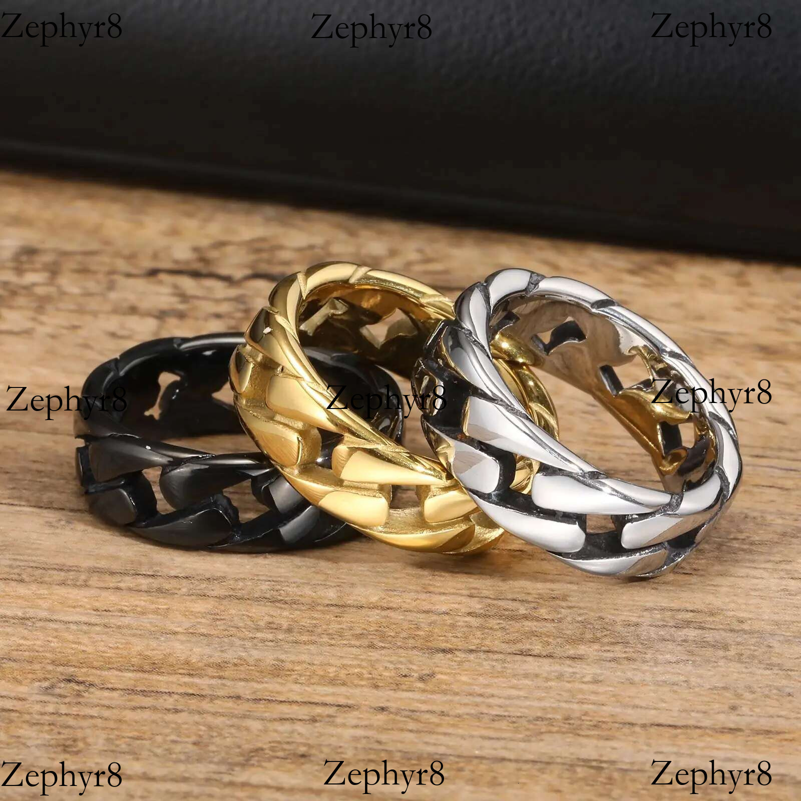 2025 New model 7MM Stainless Steel for Men Boys,Hollow Hard Curb k Chain Biker Ring Bands Ring,Stylish Jewelry Gifts