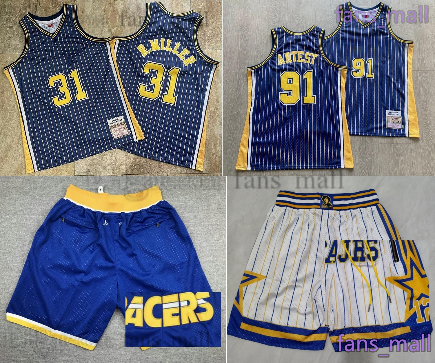 Authentic Double Embroidered Throwback Basketball Miller Jersey Real Stitch Classic Ron Artest Vintage Breathable Sport Shirts Jerseys
