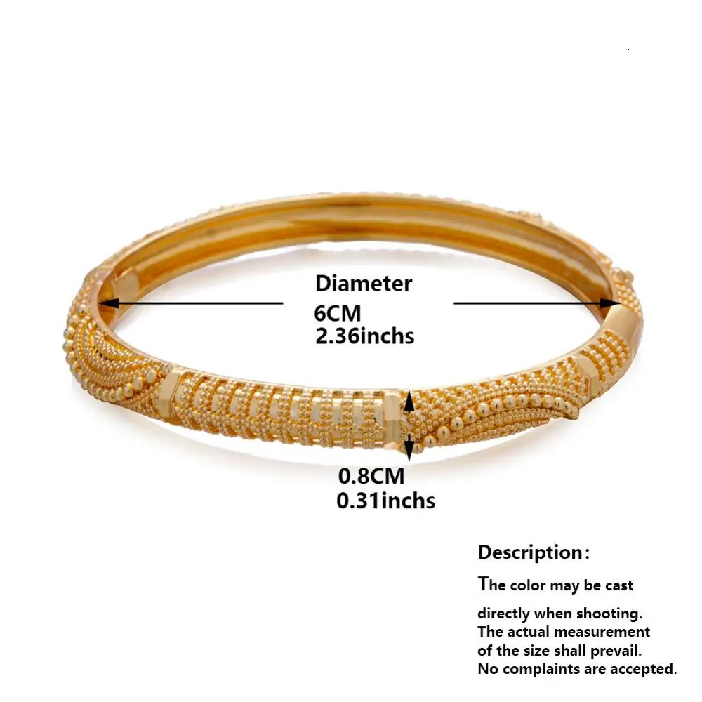 4Pcslot 24K Dubai Gold Bracelet suitable for female wives African brides wedding gifts parties bracelets jewelry 250313