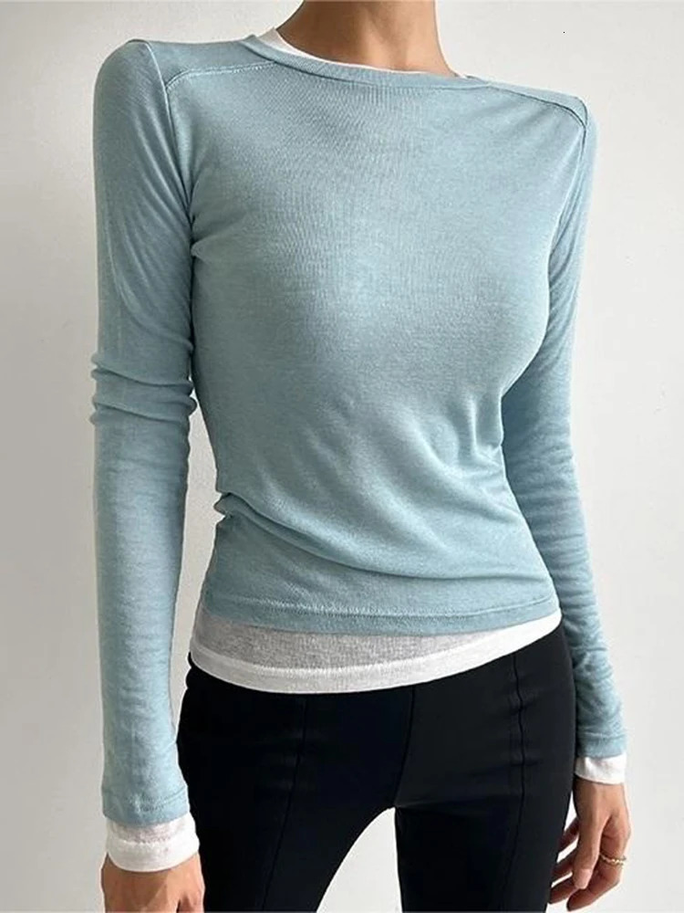 Sexy Shirt Women T-Shirt Korean Style Slim Basic Elasticity Tshirt Top Womens Clothing T Shirt Thin T-shirt see through 250314