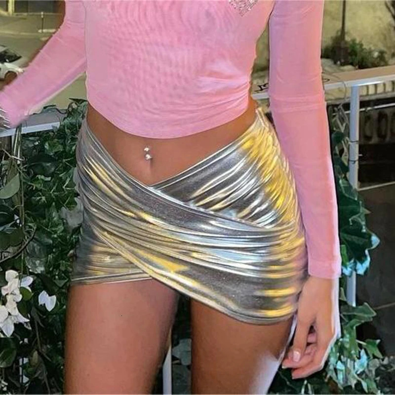 CUTENOVA 2024 Spring Style Pu Leather Wrap Casual Mini Skirt Party 250312