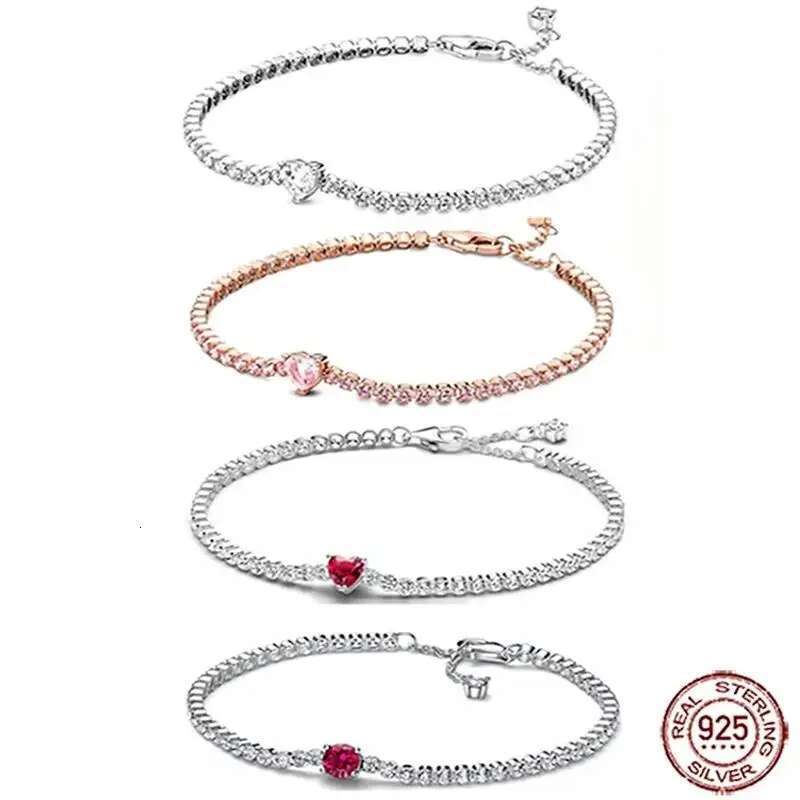 2025 Exquisite 925 Sterling Silver Bracelet Heart with Zircon Charm Beads DIY Women's Valentine's Day Jewelry To Lover