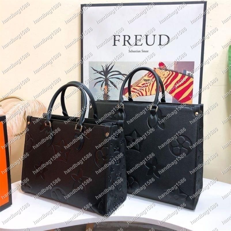 Designer Women Bag Embossed Black Monograms ONTHEGO GM MM Bags Handbag Purse The Tote Shoulder Crossbody Female Backpack