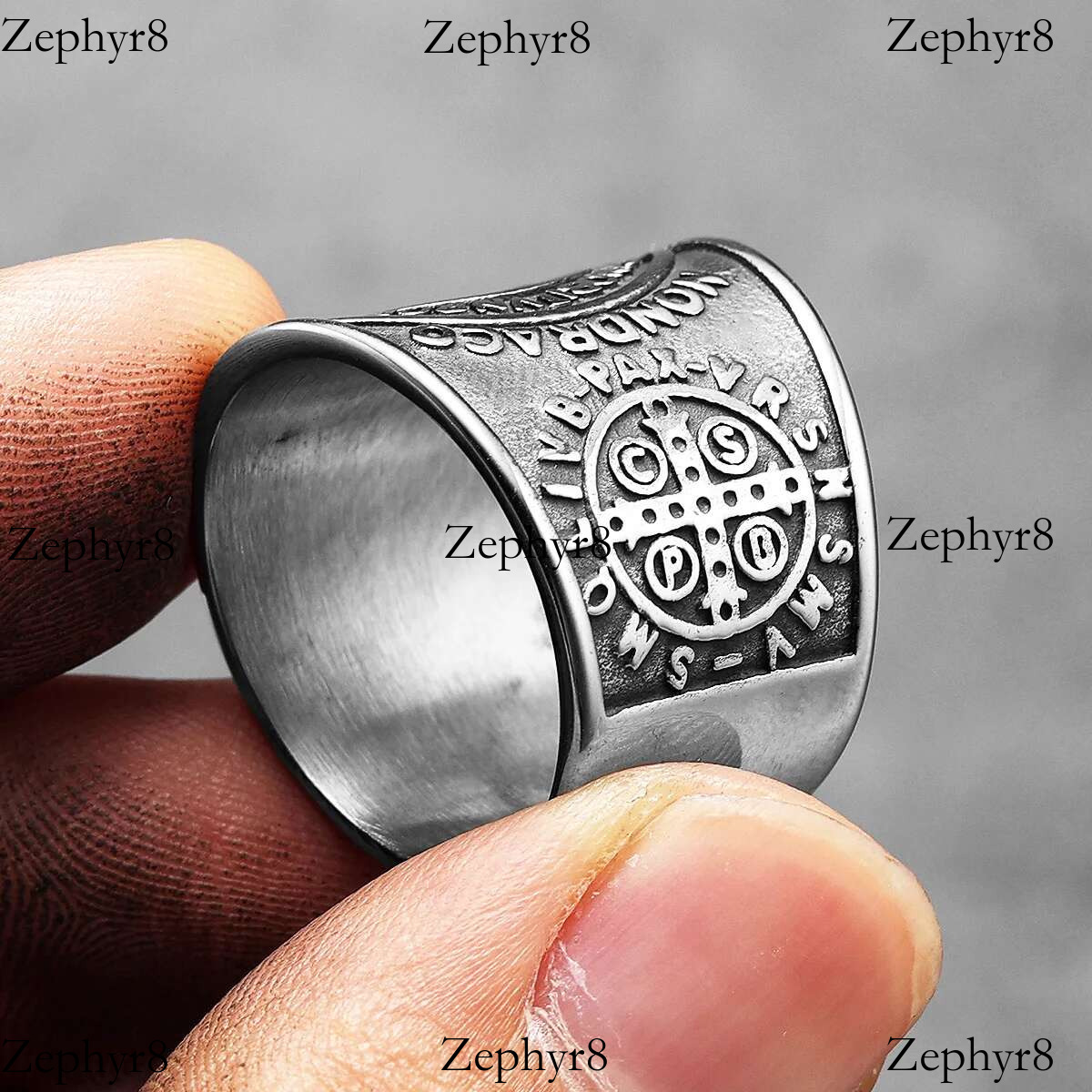 2025 New model Saint Benedict Exorcism Amulet Men Rings Stainless Steel Women Jewelry Punk Rock Cool Stuff Fashion Accessories Gift Wholesale