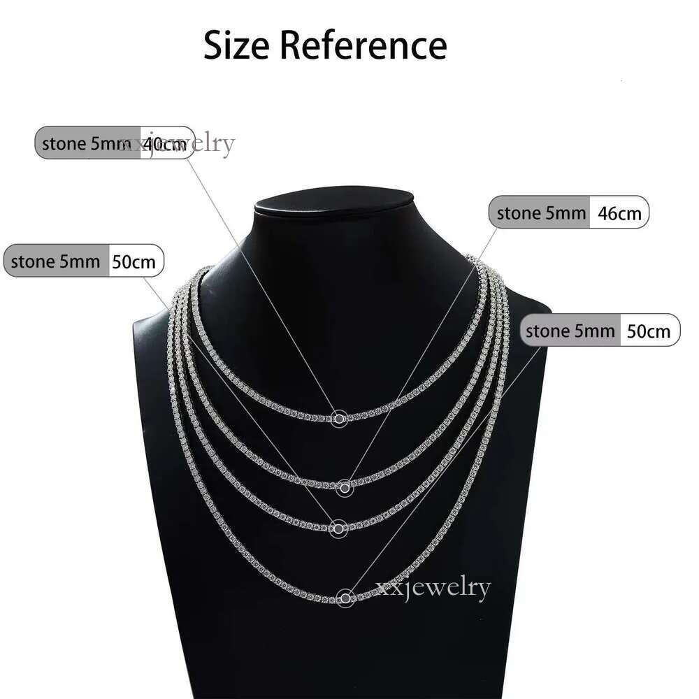 Fine Top Selg Moissanite Jewelry Sier S Sterg White 14k Gold Plated Dia Tennis Chain Necklace