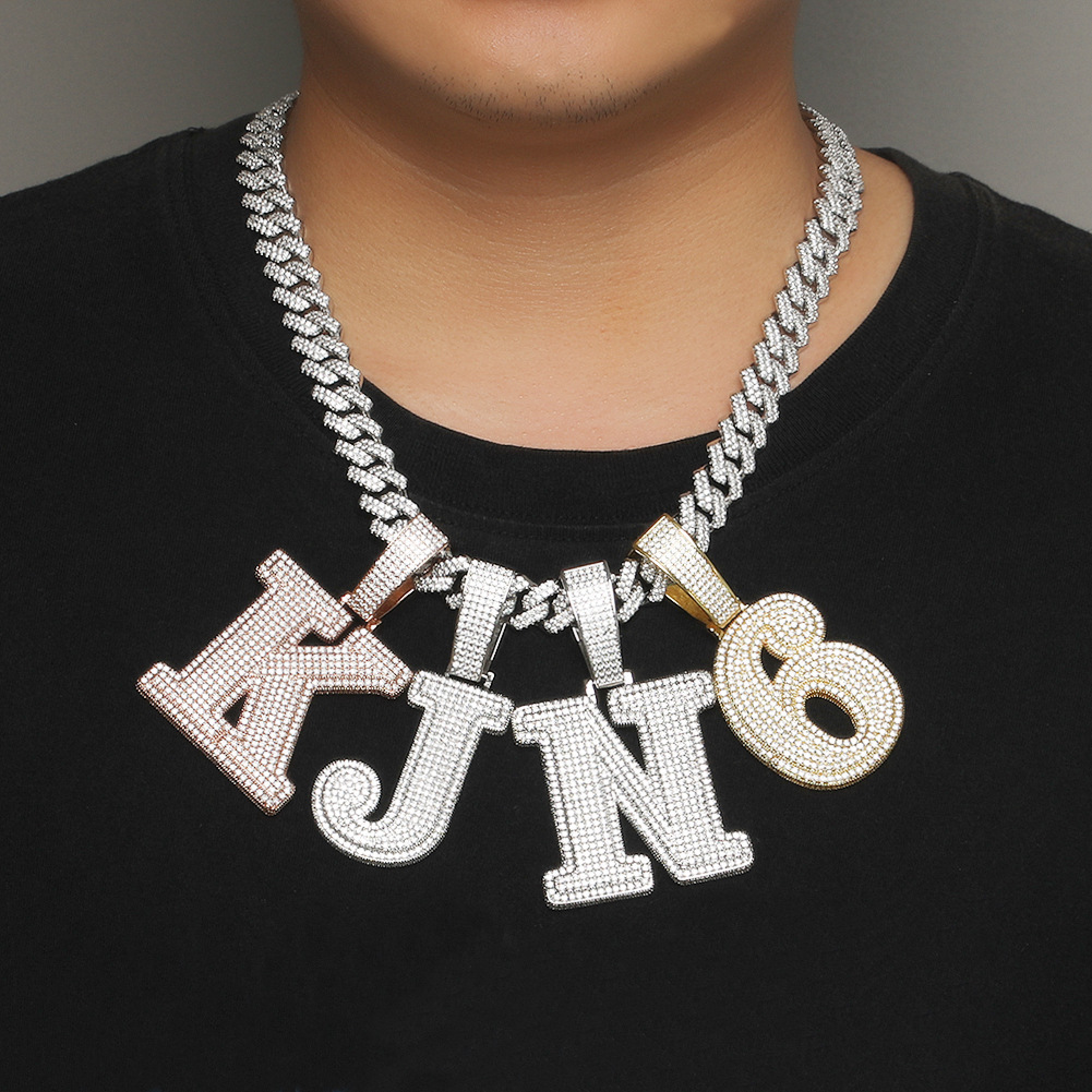 Custom Mossanite Pendant 26 letters Initial Name Letter 925 Sterling Silver Hiphop Moissanite Pendant