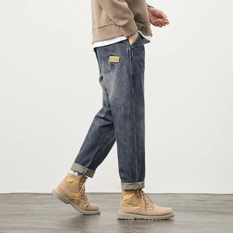 Mens jeans pocket pants loose harem mens clothing streetwear fashionable pockets patch work large oversized 250312