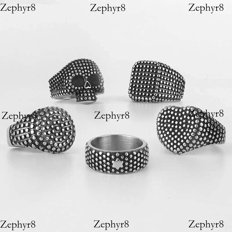 2025 New model Retro Black Spot Geometry Skull Stainless Steel Mens Rings Simple for Male Boyfriend Biker Jewelry Creativity Gift Wholesale