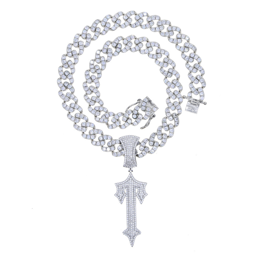New Mens Hip Hop moissanite Pendant Set Cross moissanite Pendant Hiphop Cuban Chain Jewelry