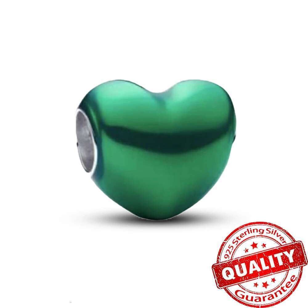 925 Sterling Silver Colorful Series Heart Charm Fit Charms beads Bracelet DIY Jewelry Accessories Heart Beads for mother's day gift wholesale
