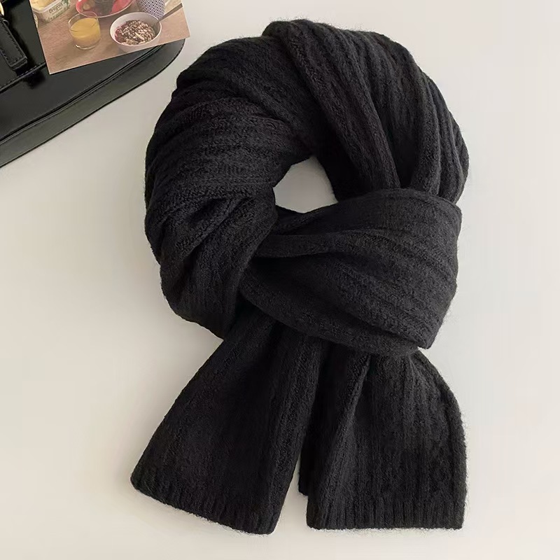 K142 Knitted scarf for women in winter, solid color, wool, high-grade Korean version, warm and thickened scarf for students, birthday gift