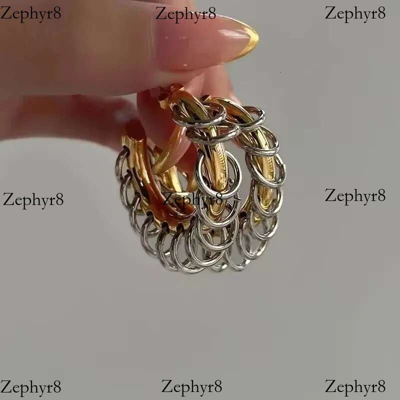 2025 model New Chain Tassel Hoop Earrings For Women Punk Cool Double Tones Stainless Steel Jewelry Accessory