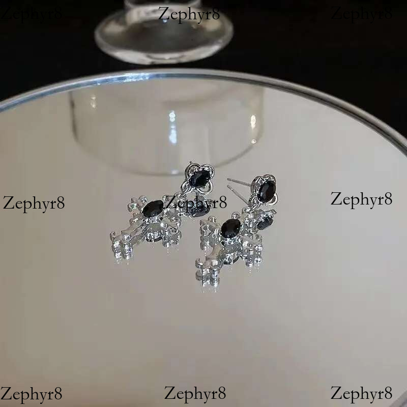 2025 New model Gothic Cross Black Drill Drop Earrings Women Punk Halloween Jewellery Creativity Fashion Gorgeous Statement Jewelry Girl Gifts