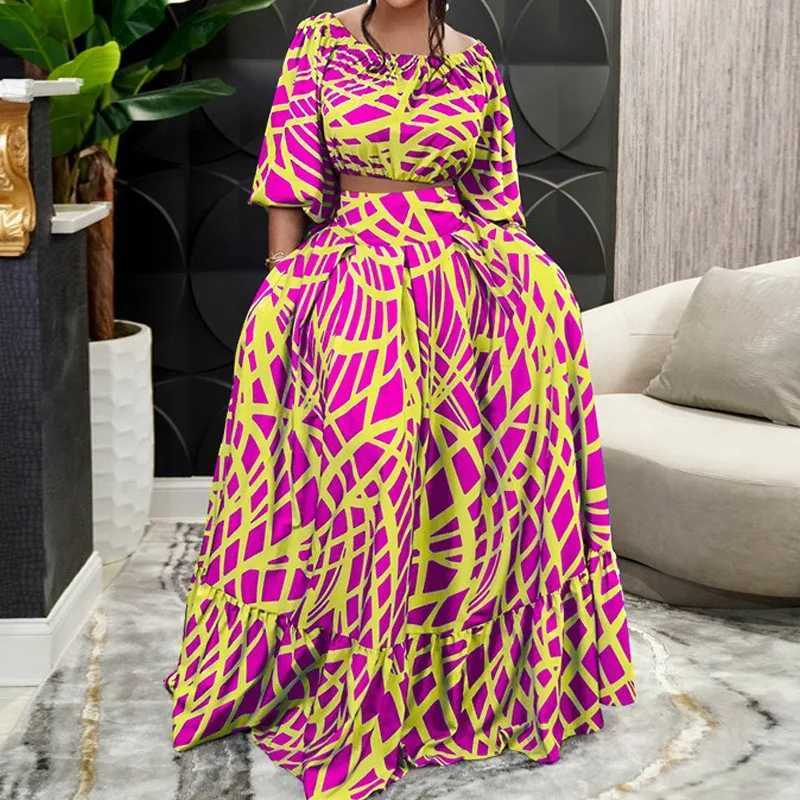 Two Piece Dress 2025 Spring And Summer European And American Fashion Commuting Womens Clothes Elegant Printed Slim Skirt Casual Loose Suit Y250315OW1L