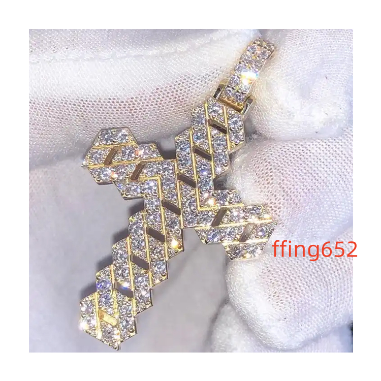 Custom VVS Moissanite Diamond Cuban Cross Pendant Necklace Women 925 Sterling Silver Hip Hop Moissanite Cross Pendant for Men