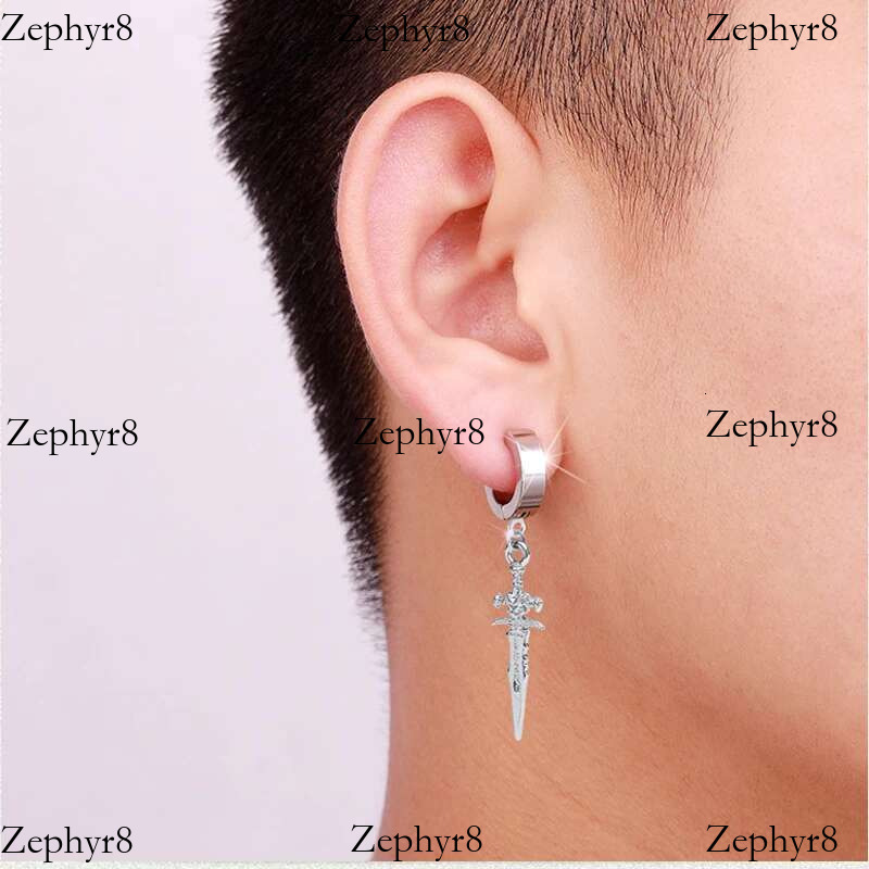 2025 New model 2pcs Stainless Steel Dragon Coil Sword Pendant Drop Hoop Earrings Unique Punk Hip Hop Style for Men Women Daily Wear Jewelry
