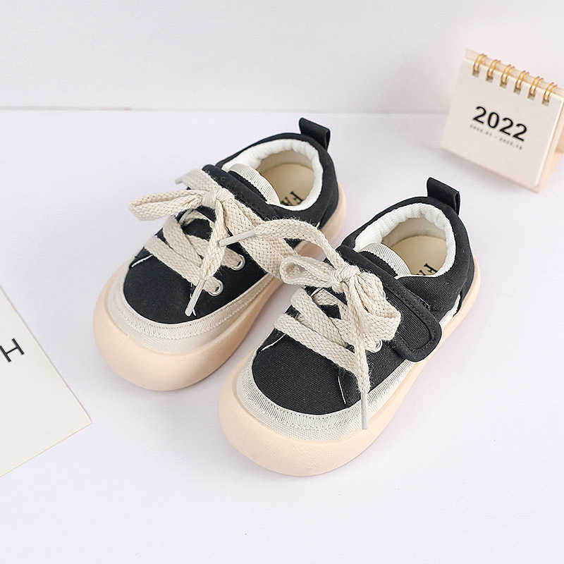 Athletic Outdoor JPF2286 Korean version childrens canvas shoes boys black lace up soft soled shoes girls spring and autumn new style childrens shoesY2