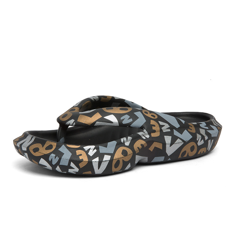 2025 New Designer Sandals Men's Thick Sole Herringbone For Women Wearing Graffiti Print On The Outside Clamping And Feet Feeling Cool Slippers La