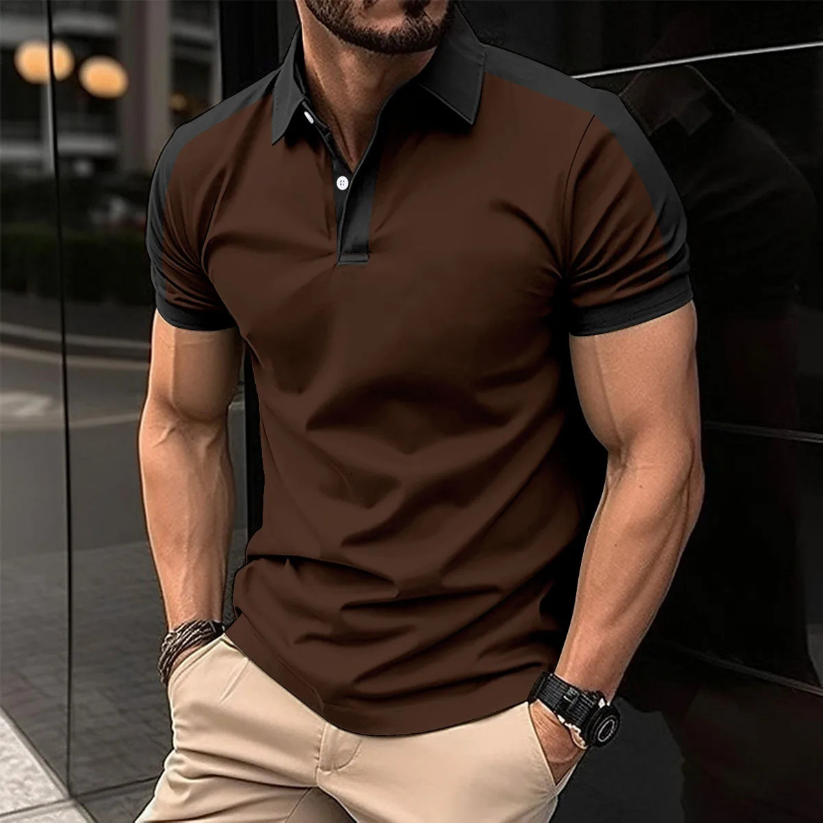 Summer Mens Solid Color polo Shirt Short-Sleeved Lapel Casual Street fashion Breathable T-Shirt 250314