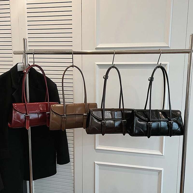 Hot Sale Wine Red Shoulder For Women Waterproof Leather Belt Buckle Design Handbag French Brand Underarm Bag Tote Purse