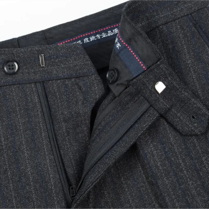 Cashmere Set Mens Loose Striped High Waist Wool Mens Trouser Classic Straight Mens Dress Pants Business Size 42 44 250314