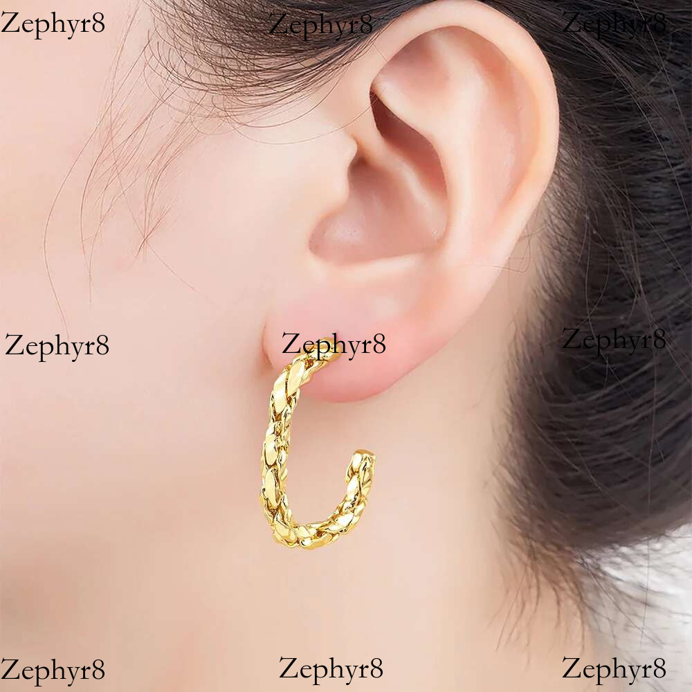 2025 New model Nidin Fashion Gold/Sliver Color C Shape Creative Design Earrings for Woman Retro Punk Hip Hop Metal Irregular Ear Jewelry Gift