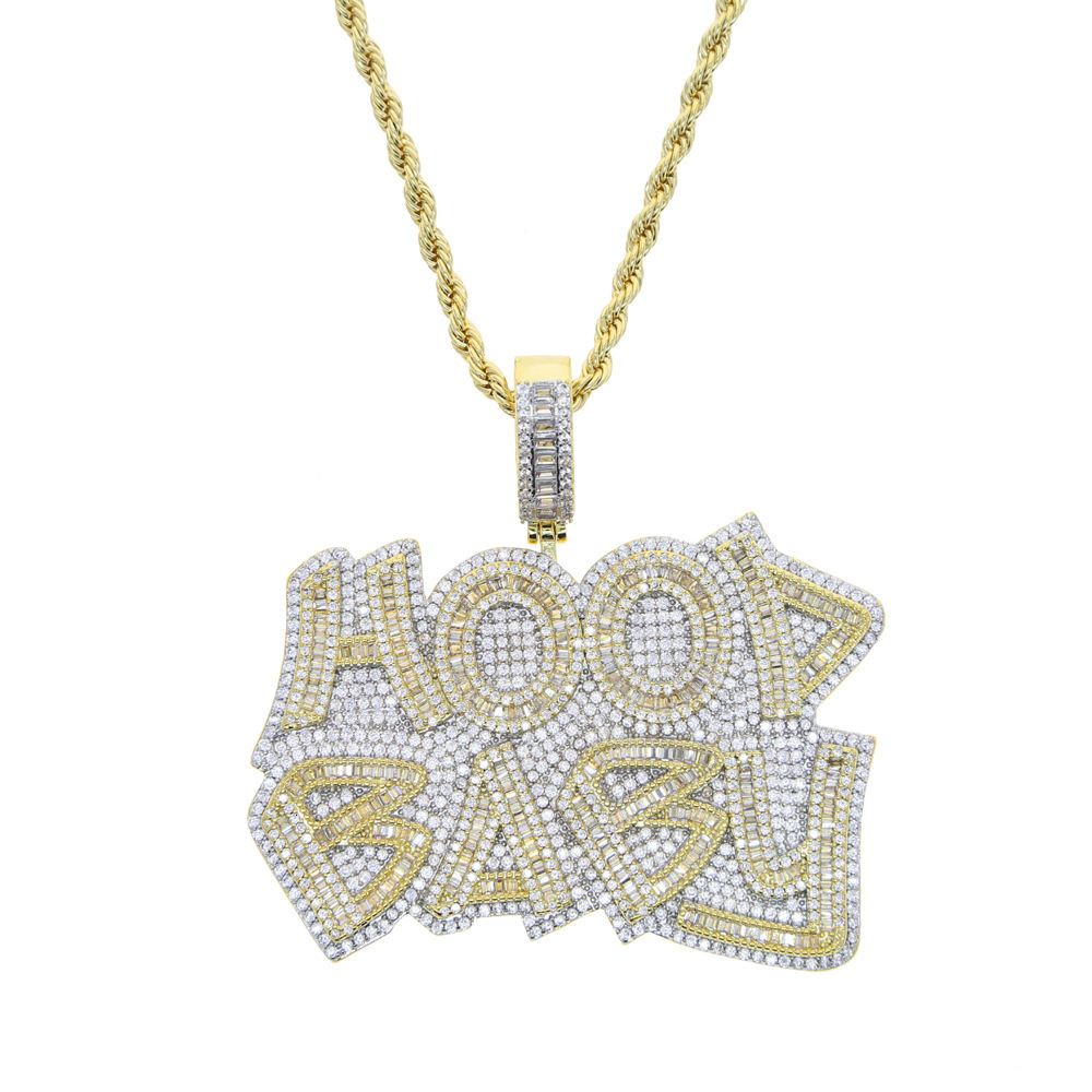 custom HipHop Moissanite Pendant VVS Iced Out Jewelry S925 Two Tone Custom Moissanite Pendant