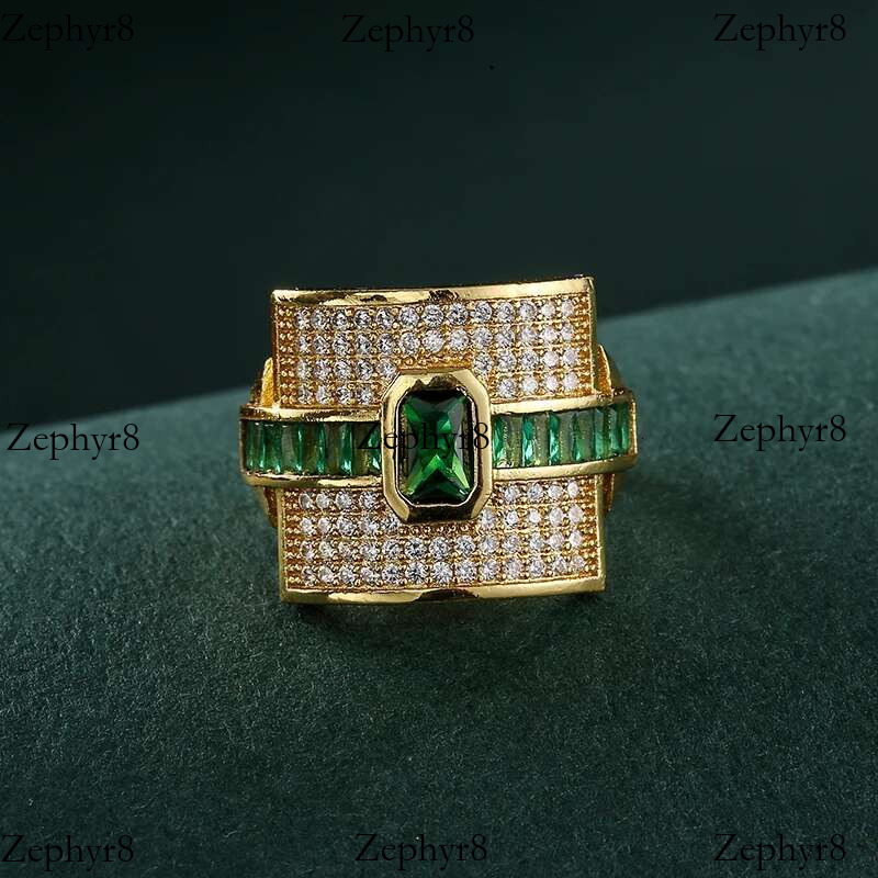 2025 New model Elegant Geometric Cubic Zircon Ring for Stylish Women Weddings Engagements Hip-hop and Punk Style Stunning Statement Jewelry