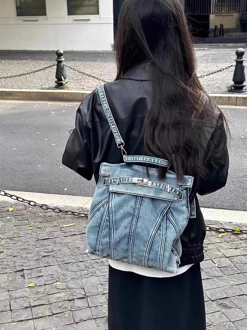 Denim Backpack high-end sensory large capacity canvas backpack 250313