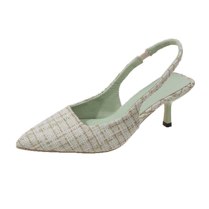 Bow-toe sandals Pointy shoes free Shipping Leisure after empty skinny heel High-heeled shoes Women's outerwear travel summer new