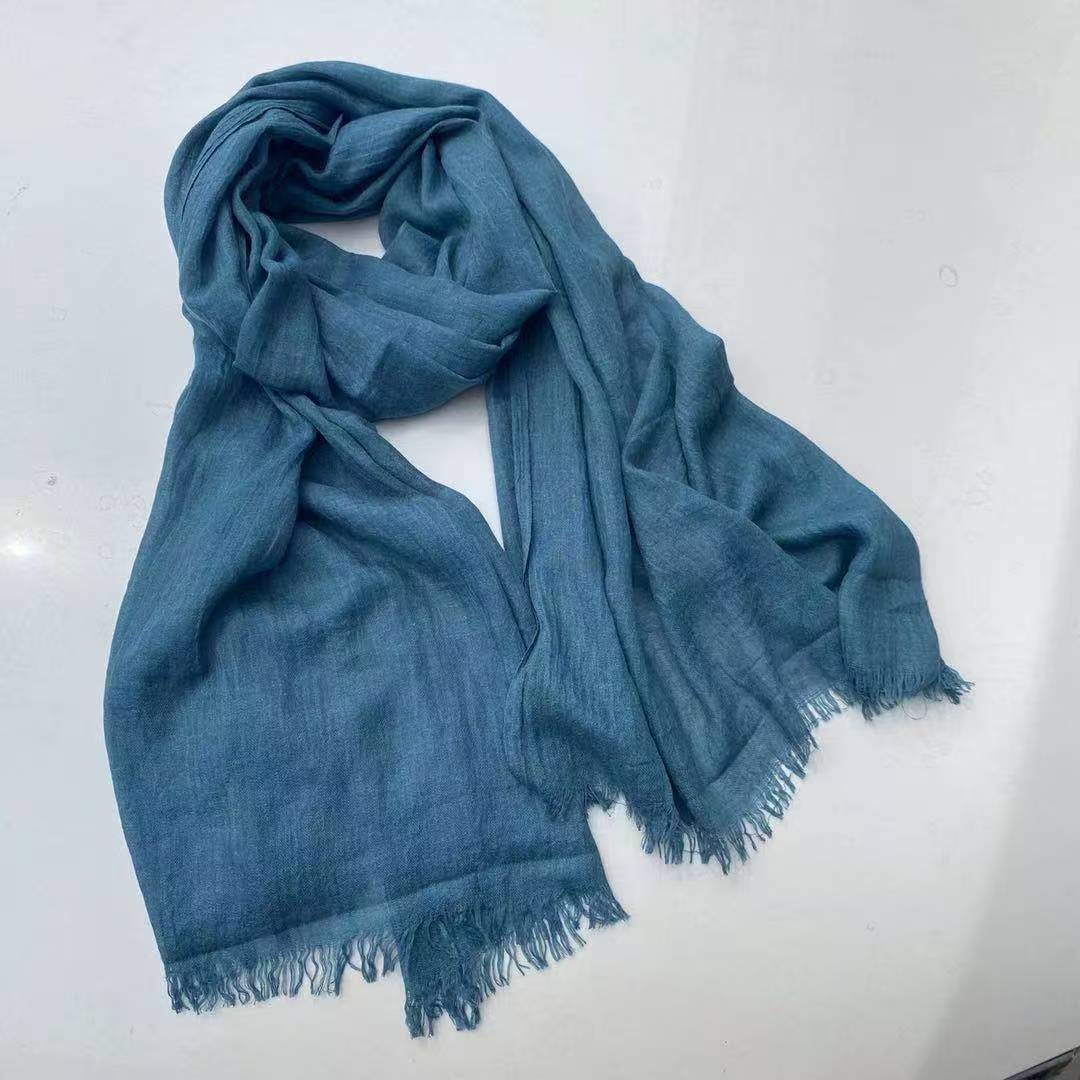 T298 scarf spring and summer black cotton and linen shawl unisex ultra-thin silk scarf literary versatile decorative sunscreen beach towel