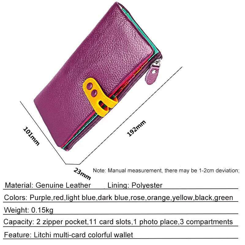 2025 New Women's Leather Long Handbag, Women's Wallet Designer Fashion Zipper Pocket, Colorful Mobile Wallet, Women's Folding Bag3