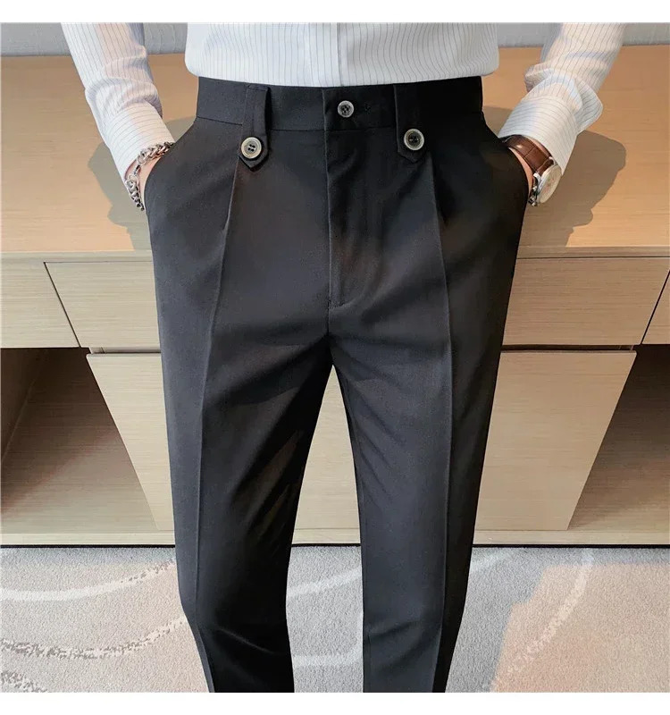 highquality mens pants ultrathin casual suit British style solid clothing business formal 250313