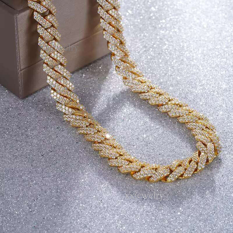 Hip Hop Custom Jewelry VVS Moissanite Sterg Sliver Dia Iced Out Cuban k Chain Necklace Bracelet