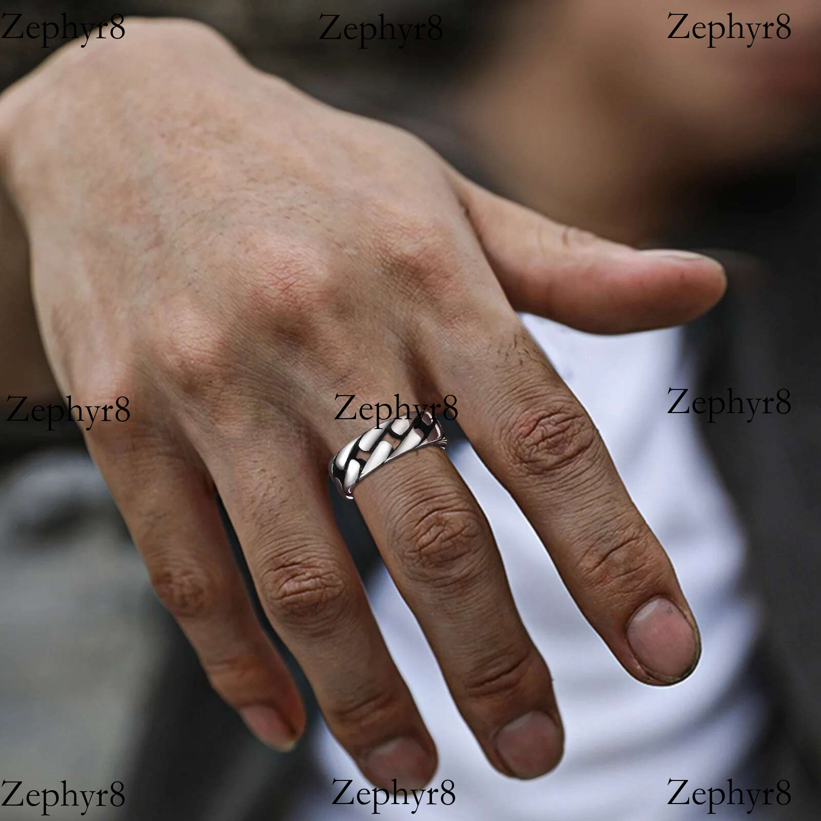 2025 New model 7MM Stainless Steel for Men Boys,Hollow Hard Curb k Chain Biker Ring Bands Ring,Stylish Jewelry Gifts